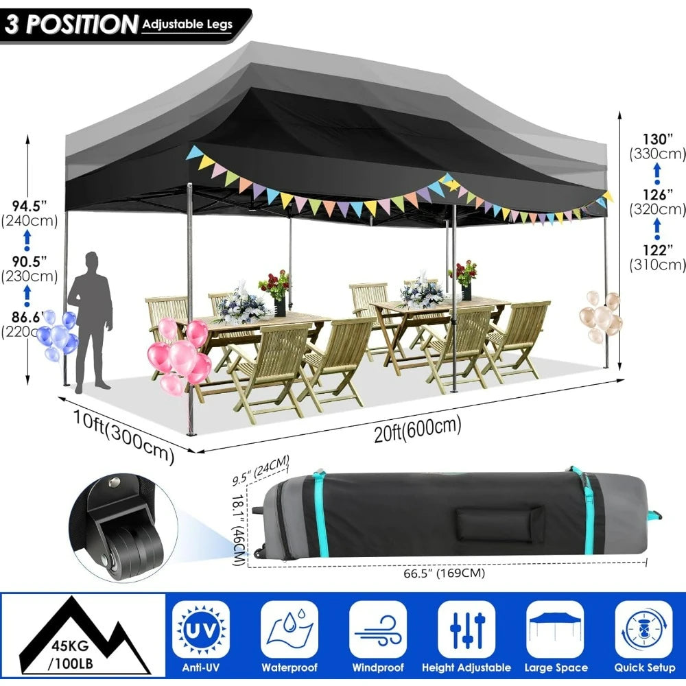 Canopy Tent, Without Sidewall Commercial Outdoor Canopy Wedding Party Tents for Parties All Season Wind & Waterproof Gazebo