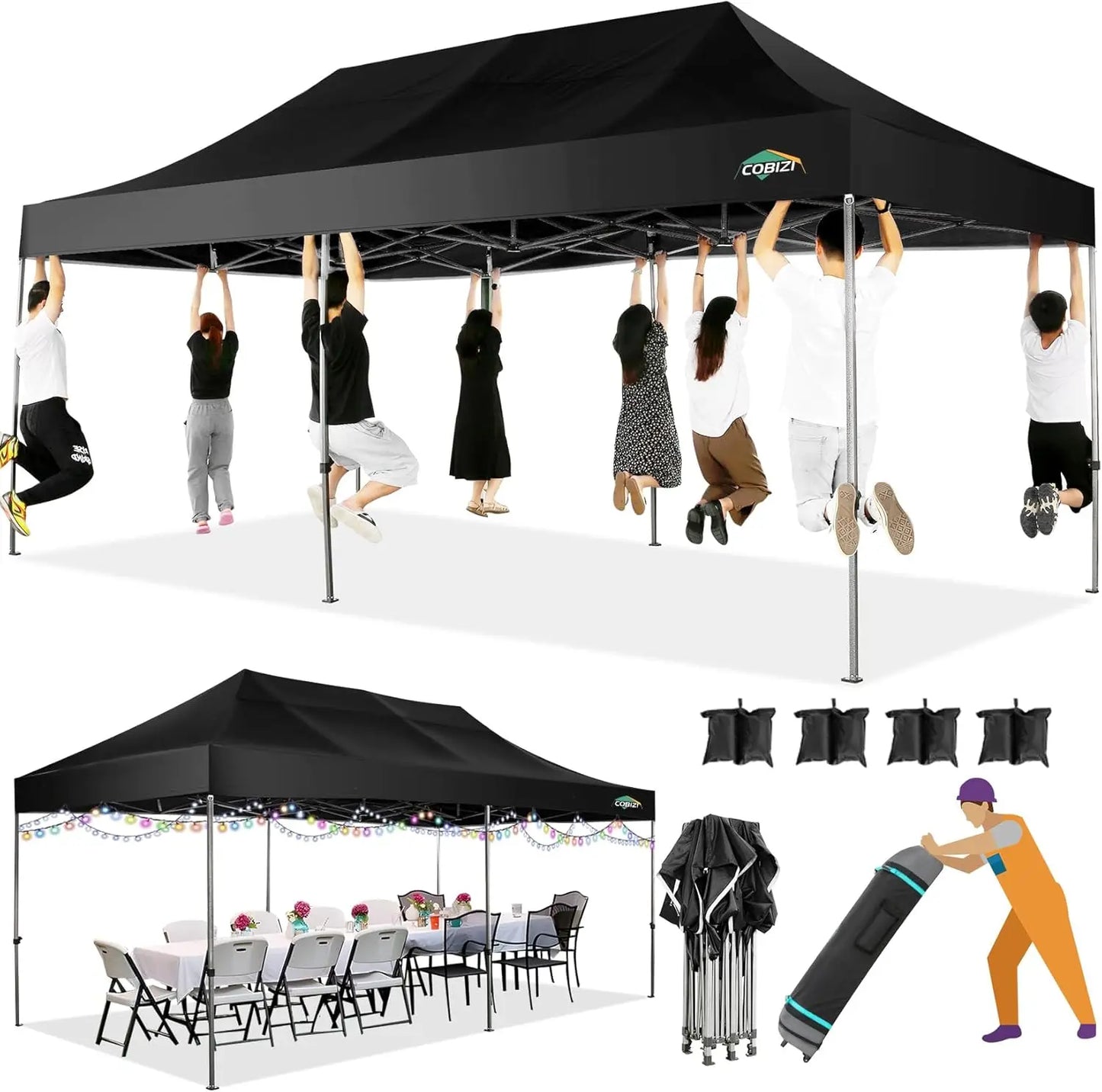 Canopy Tent, Without Sidewall Commercial Outdoor Canopy Wedding Party Tents for Parties All Season Wind & Waterproof Gazebo