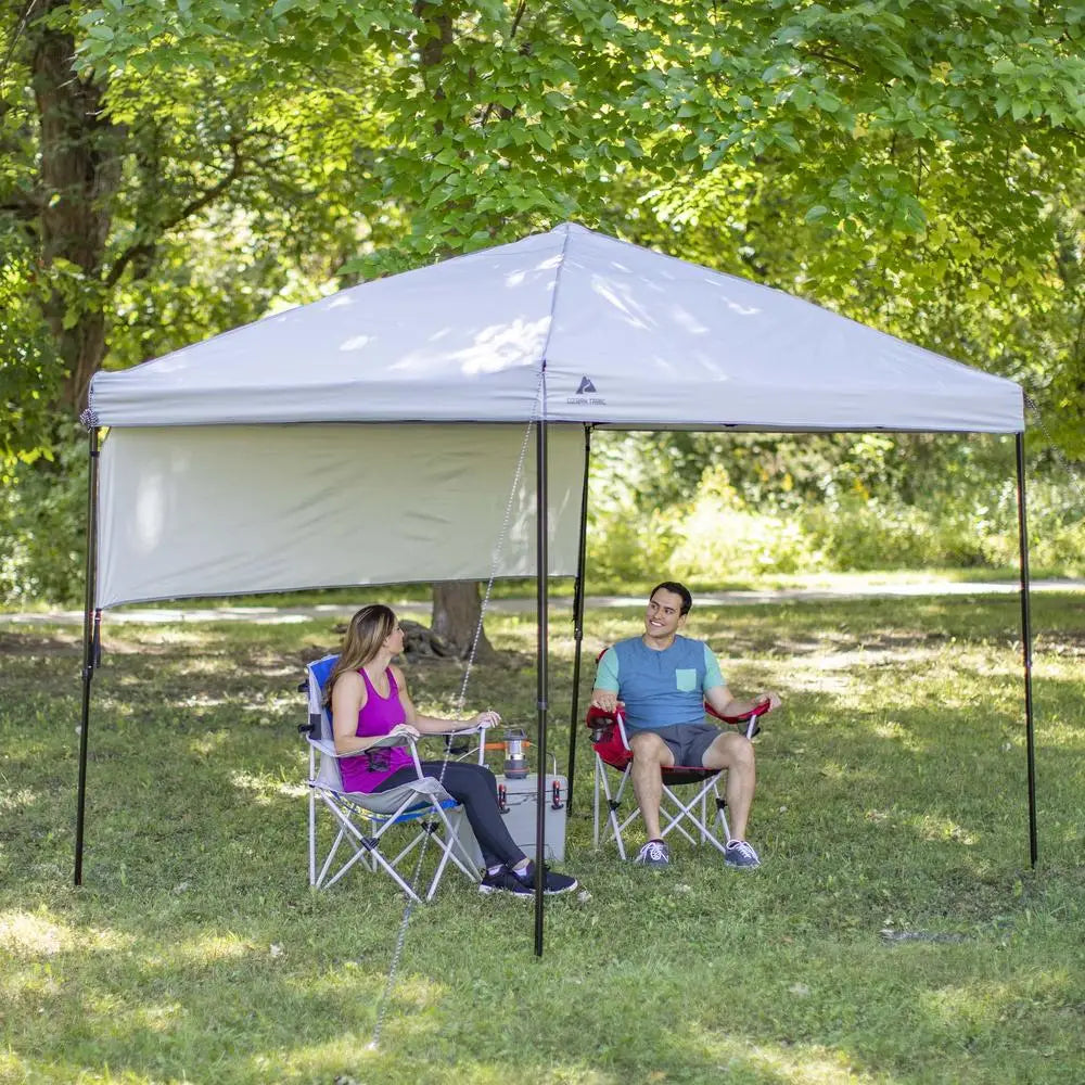 Instant Gray Canopy 8' x 10' Outdoor Shade UV 50  Vent Carry Bag Easy Transport Storage Mesh Pocket Roof Height 112" Tailgate