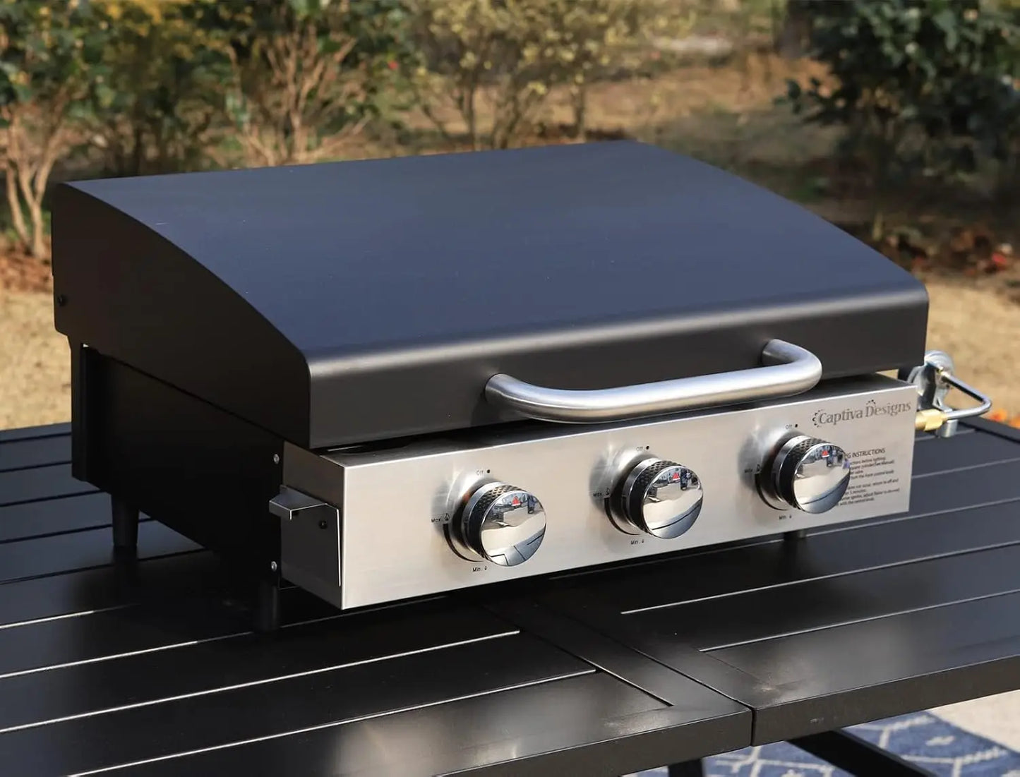 Sophia & William 27-Inch Flat Top Grill with Ceramic Coated Cast Iron Griddle, 3-Burner Propane Gas BBQ Griddle.