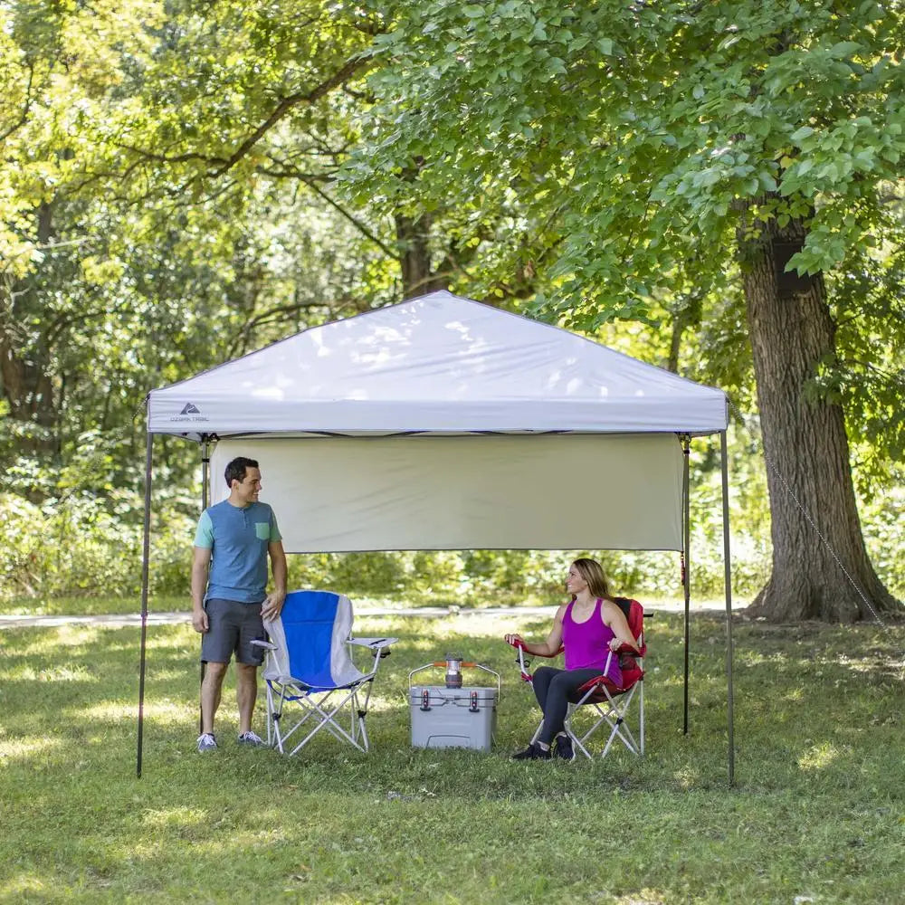 Instant Gray Canopy 8' x 10' Outdoor Shade UV 50  Vent Carry Bag Easy Transport Storage Mesh Pocket Roof Height 112" Tailgate