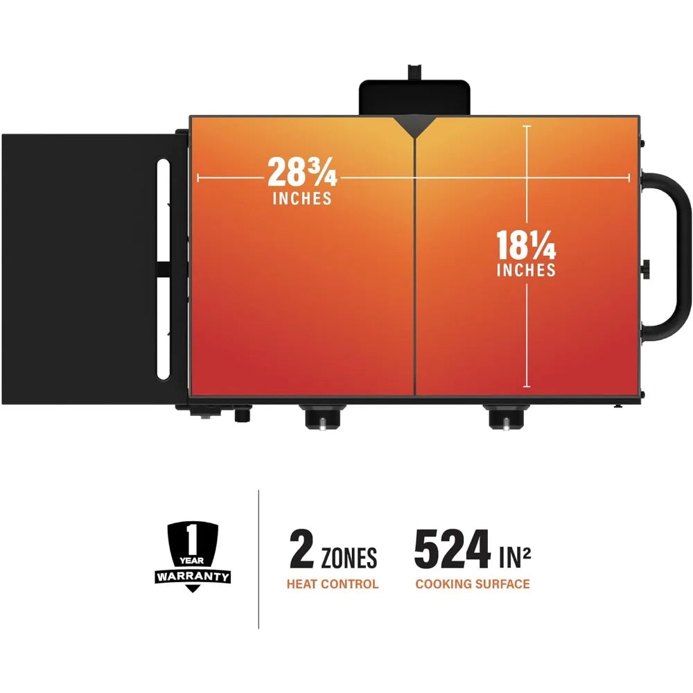 Flat Top Gas Grill Griddle 2 Burner Propane Fuelled Rear Grease Management System, 1517, Outdoor Griddle Station for Camping