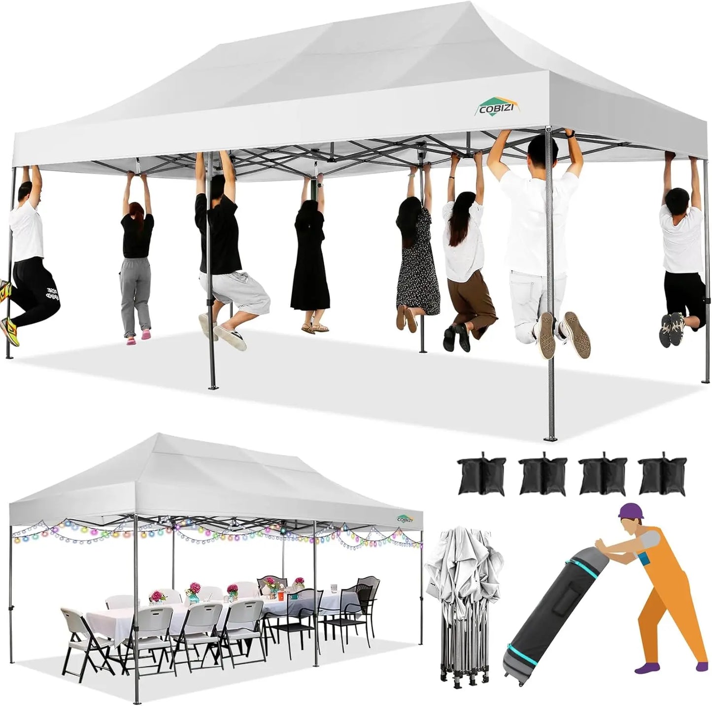 Canopy Tent, Without Sidewall Commercial Outdoor Canopy Wedding Party Tents for Parties All Season Wind & Waterproof Gazebo