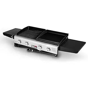 Royal Gourmet 4-Burner Portable Gas Grill and Griddle Combo with Cover, 48,000 , Propane Griddle Grill Combo for