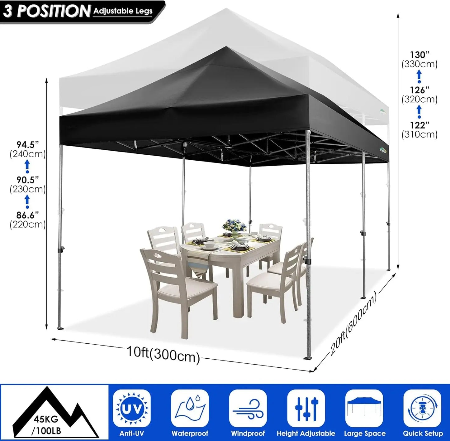 Canopy Tent, Without Sidewall Commercial Outdoor Canopy Wedding Party Tents for Parties All Season Wind & Waterproof Gazebo