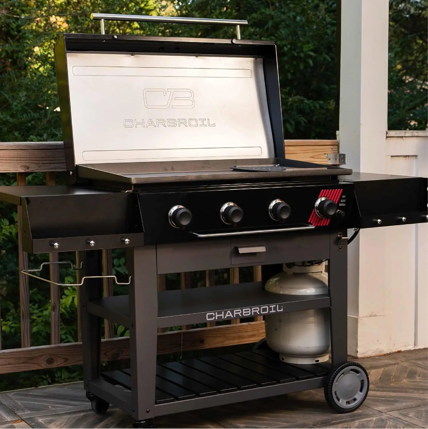 36" Performance Series™ Deluxe Propane Gas Griddle with Cart 4 Burner Flat Top Grill, Black 463285924