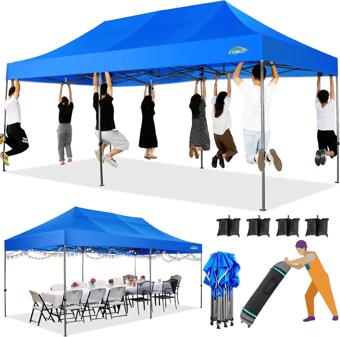 Canopy Tent, Without Sidewall Commercial Outdoor Canopy Wedding Party Tents for Parties All Season Wind & Waterproof Gazebo