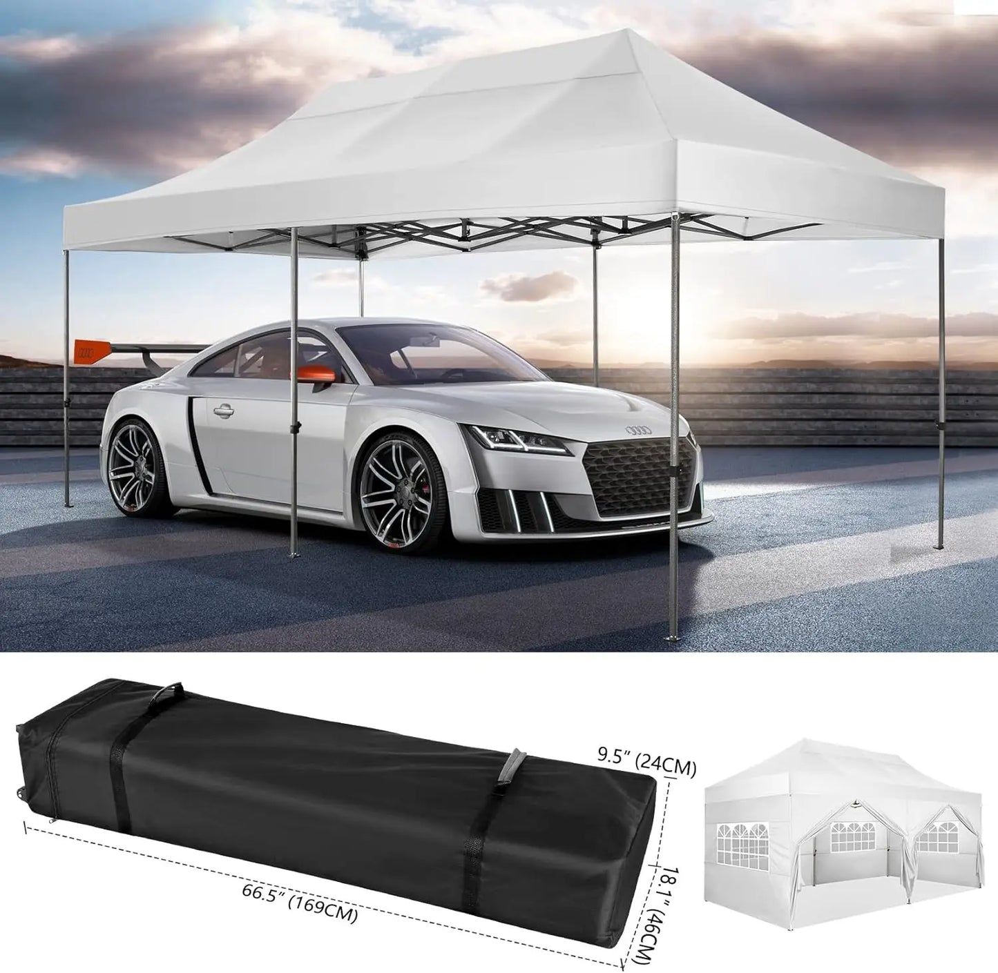 Canopy Tent, Without Sidewall Commercial Outdoor Canopy Wedding Party Tents for Parties All Season Wind & Waterproof Gazebo